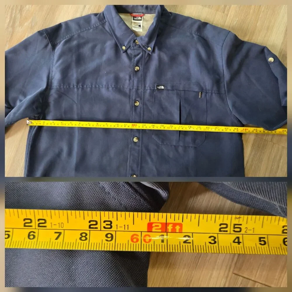 The North Face Shirt Men's Large Blue Roll Tab Modal Blend Button Down